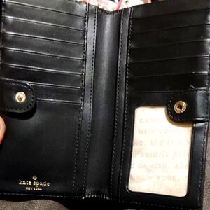 Kate Spade Purple&White Striped Wallet With Black Leather Inside